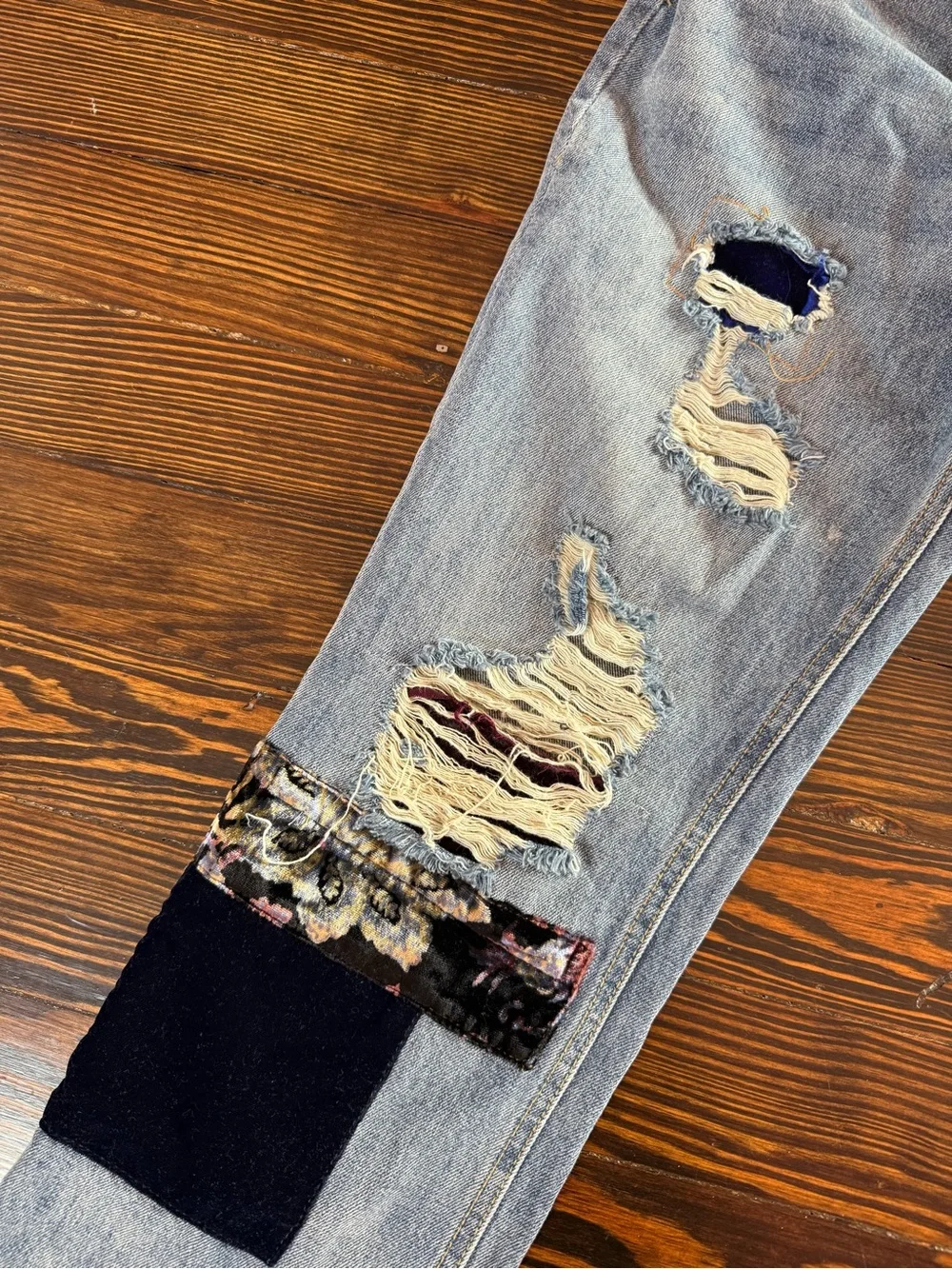 Free People We The Free Velvet Patchwork Jeans